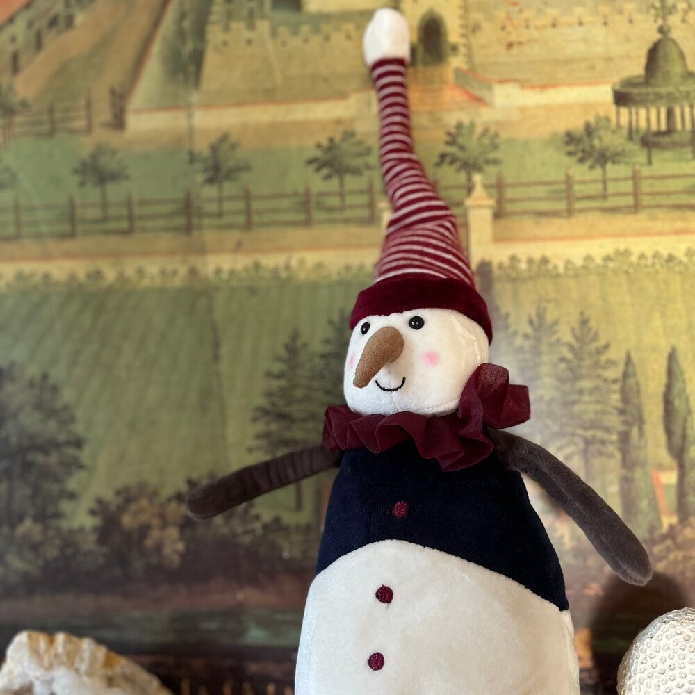 Very Rare Retired Jellycat Yule Snowman, NWT with One Flaw (NOTE description)